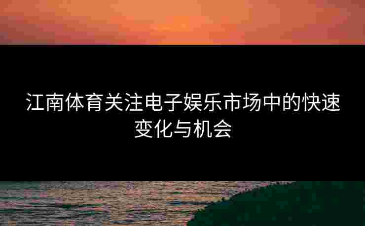 江南体育关注电子娱乐市场中的快速变化与机会